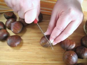 cut an X in each chestnut